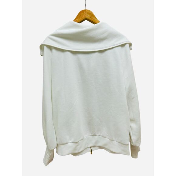 EFan White Oversized Zip Jacket Sweater Gold Hardware Size Large - Picture 4 of 10